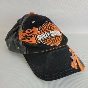 Harley Davidson Hat Adjustable Black Orange Baseball Cap H008